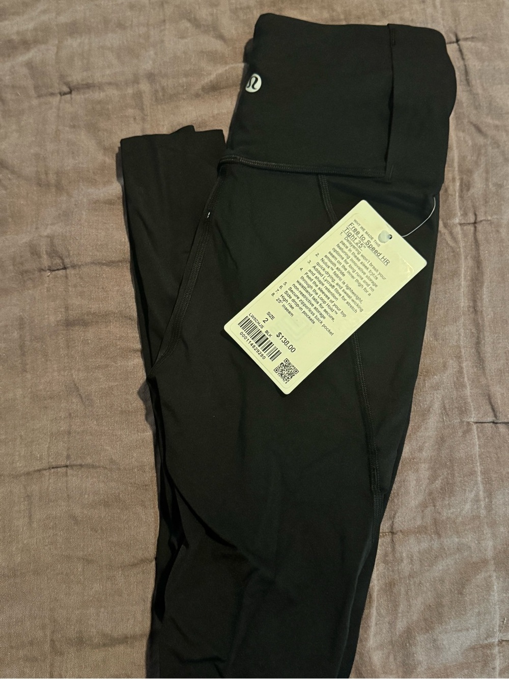 Lululemon Black High-Rise Leggings- Free to Speed line